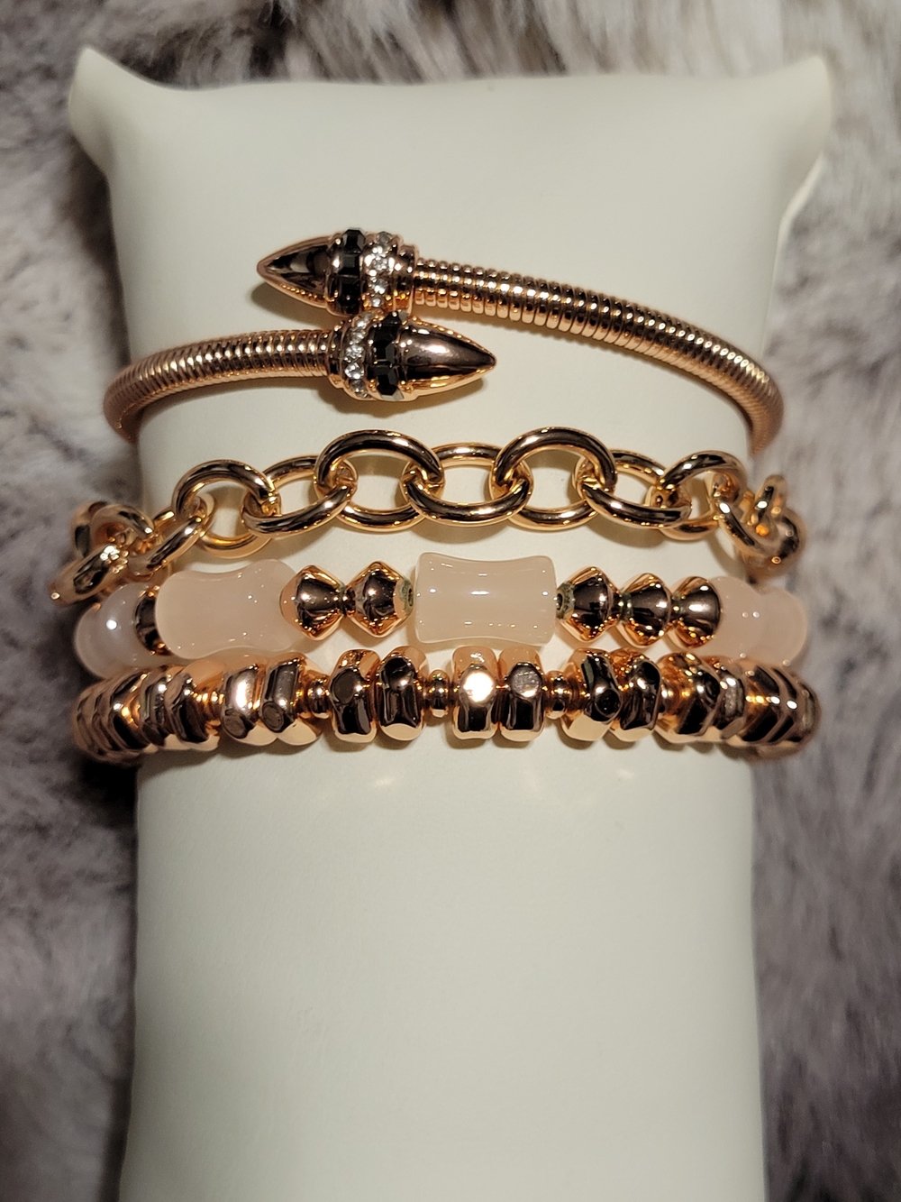 Women’s Rose Gold & Blush Beaded Bracelet Stack